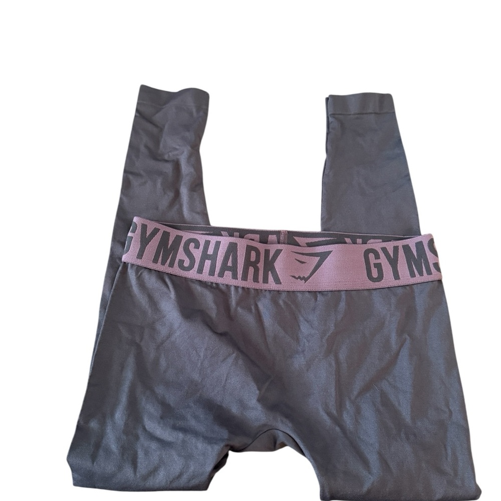 Gymshark Charcoal Leggings with Blush Waistband